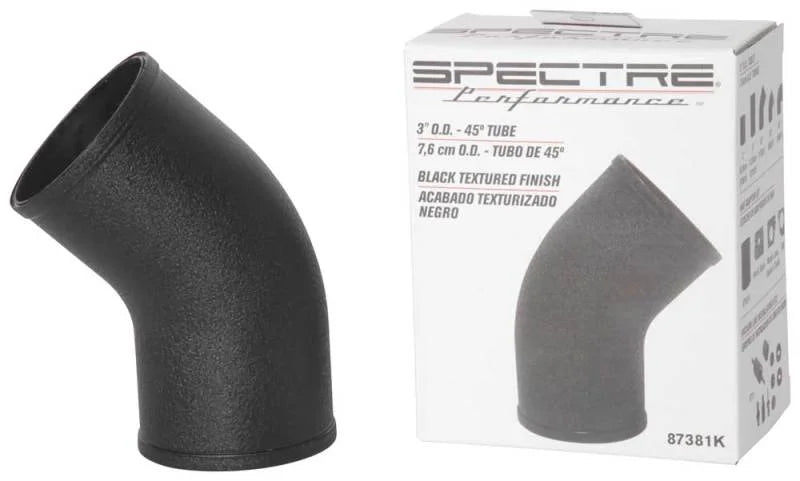 Spectre Universal Intake Elbow Tube (ABS) 3in. OD / 45 Degree - Black Textured Powdercoat - Installation View