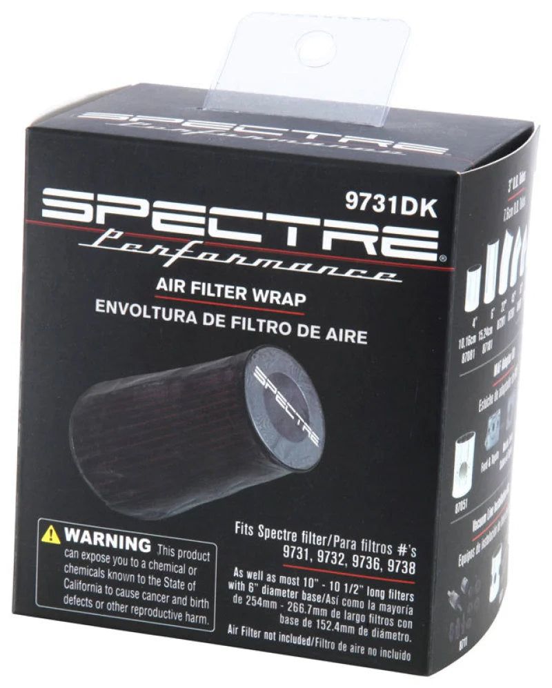 Spectre Universal Pre-Filter Wrap 6.125in. x 9.125in. - Black - Back View