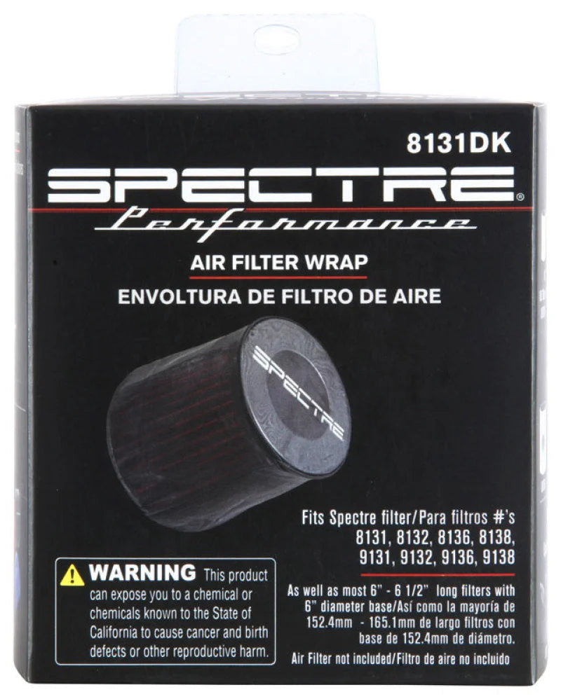 Spectre Universal Pre-Filter Wrap 6in. x 6.125in. - Black - Installation View