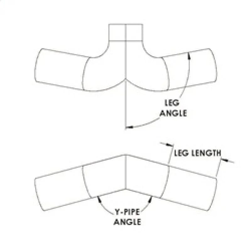 Spectre Universal Tube Y-Pipe 4in. OD / 180 Degree Y-Angle / 90 Degree Leg Angle (6in. Legs) - Side View