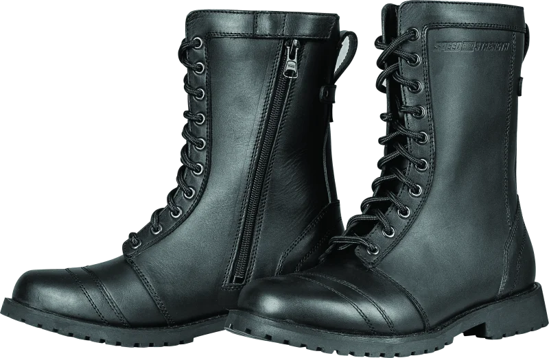 Speed and Strength Fast Times Leather Boots Black Womens Size - 6 - Side View