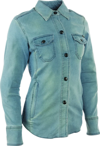 Speed and Strength Speed Society Armored Moto Shirt Denim Blue Womens - XS - Main Product View