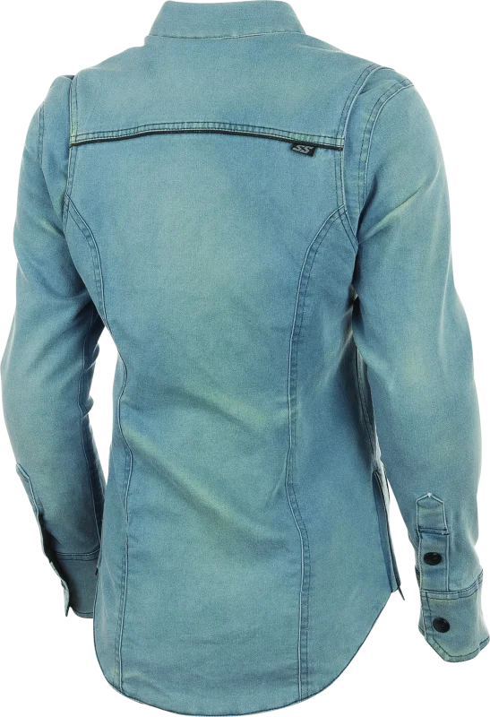 Speed and Strength Speed Society Armored Moto Shirt Denim Blue Womens - XS - Side View