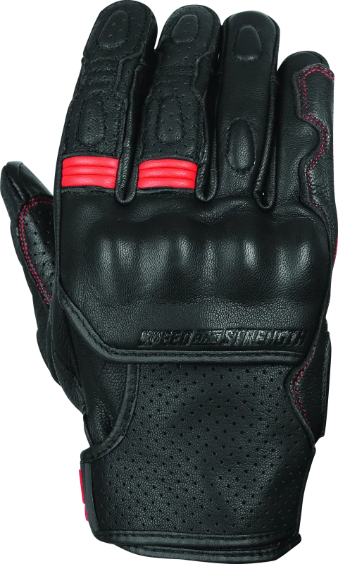 Speed and Strength Twist of Fate Leather Gloves Black/Red - Large