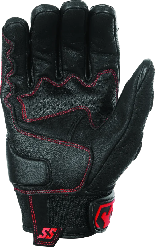 Speed and Strength Twist of Fate Leather Gloves Black/Red - Small - Back View