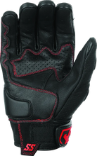 Load image into Gallery viewer, Speed and Strength Twist of Fate Leather Gloves Black/Red - Small - Back View