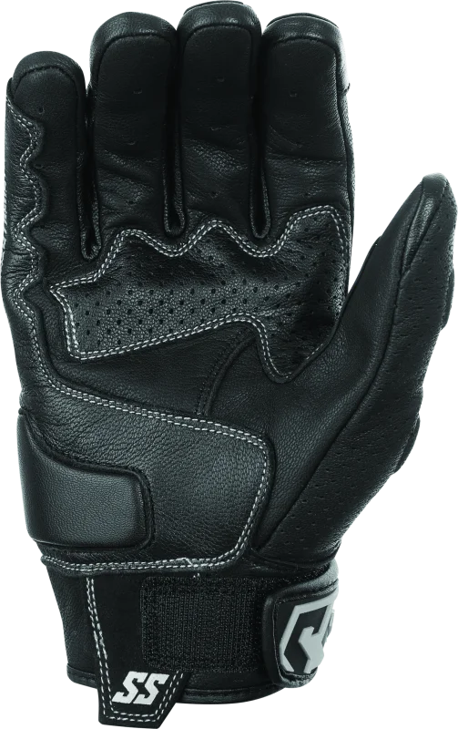 Speed and Strength Twist of Fate Leather Gloves Black/White - Small - Side View