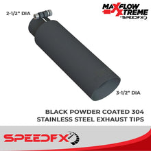 Load image into Gallery viewer, SpeedFx 3-1/2 Inch Diameter Black Powder Coated 304 Stainless Steel Tips 50100 - Back View