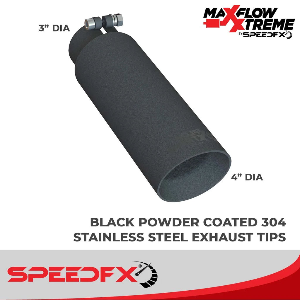 SpeedFx 4 Inch Diameter Black Powder Coated 304 Stainless Steel Tips 50101 - Back View