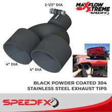 Load image into Gallery viewer, SpeedFx 4 Inch Diameter Black Powder Coated 304 Stainless Steel Tips 50102 - Installation View