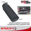 Load image into Gallery viewer, SpeedFx 4 Inch Diameter Black Powder Coated 304 Stainless Steel Tips 50200 - Back View