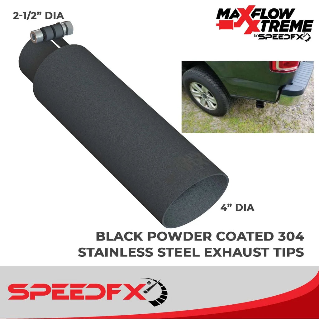 SpeedFx 4 Inch Diameter Black Powder Coated 304 Stainless Steel Tips 50301 - Additional View 6