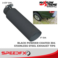 Load image into Gallery viewer, SpeedFx 4 Inch Diameter Black Powder Coated 304 Stainless Steel Tips 50301 - Additional View 6