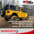 Load image into Gallery viewer, SpeedFx 4 Inch Diameter Black Powder Coated 304 Stainless Steel Tips 50601 - Back View