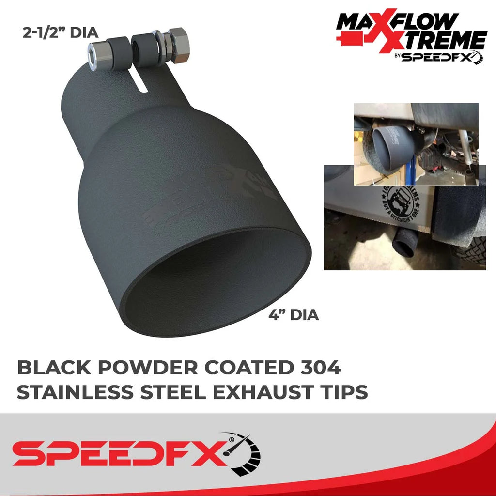 SpeedFx 4 Inch Diameter Black Powder Coated 304 Stainless Steel Tips 50601 - Additional View 6