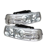 Projector Headlights LED Halo LED Chrome PRO-YD-CS99-HL-C fits 1999-2006 Chevrolet Silverado / Suburban / Tahoe - Check Fitment Details