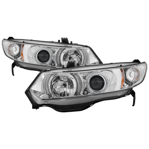 Spyder Honda Civic 06-08 2Dr Projector Headlights LED Halo Chrome High H1 Low H1 PRO-YD-HC06-2D-HL-C - Main Product View
