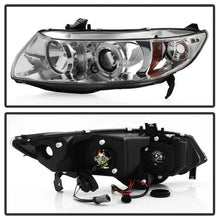 Load image into Gallery viewer, Spyder Honda Civic 06-08 2Dr Projector Headlights LED Halo Chrome High H1 Low H1 PRO-YD-HC06-2D-HL-C - Back View