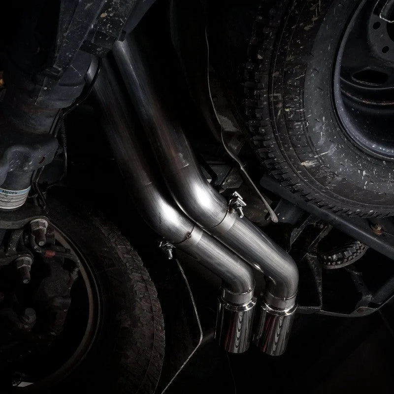 Stainless Works 11-16 Ford F-250/F-350 6.2L 304SS Factory Connect Catback System - Back View
