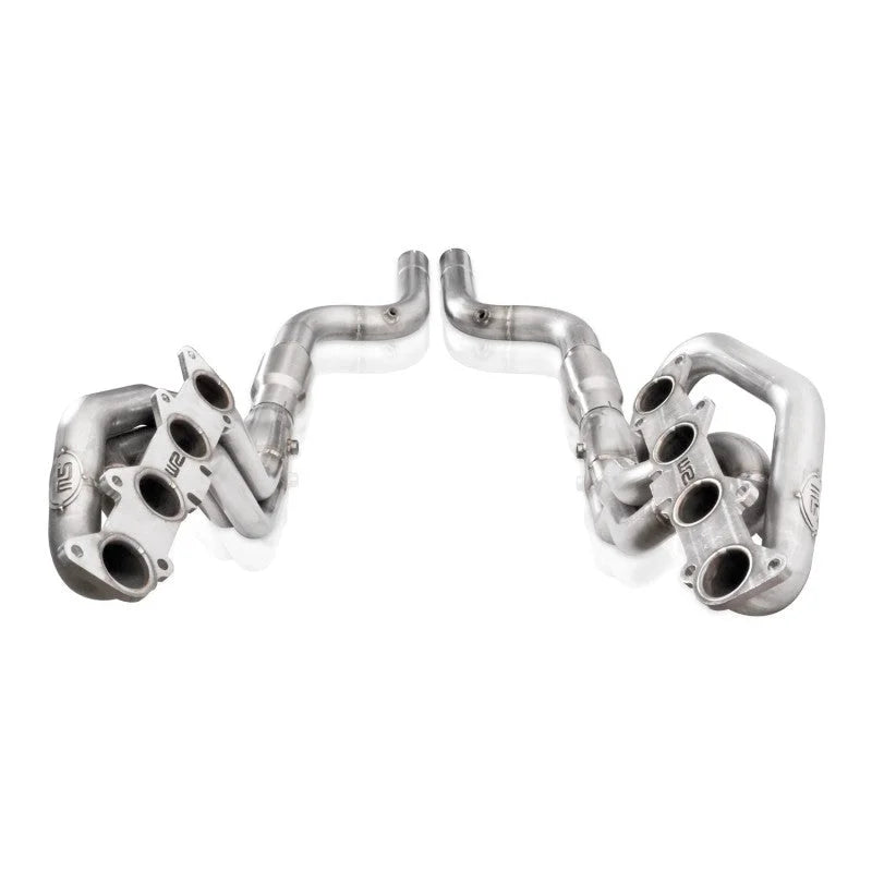 Stainless Works 15-18 Ford Mustang GT Aftermarket Connect 2in Catted Headers - Back View
