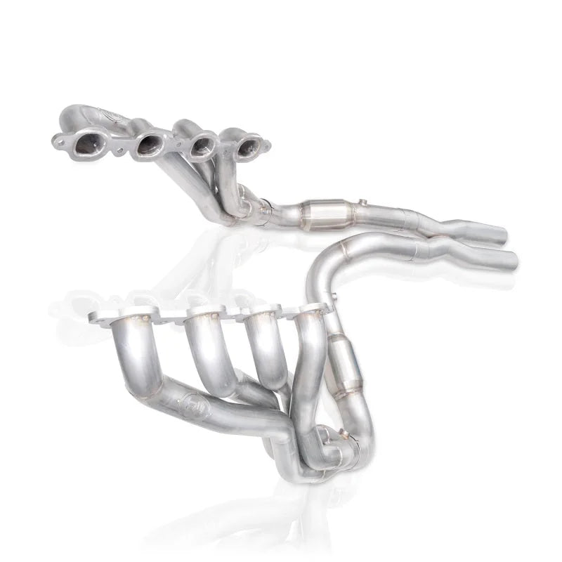 Stainless Works 15-19 Chevrolet Tahoe 6.2L Headers 1-7/8in Primaries High-Flow Cats 3in Leads X-Pipe - Side View