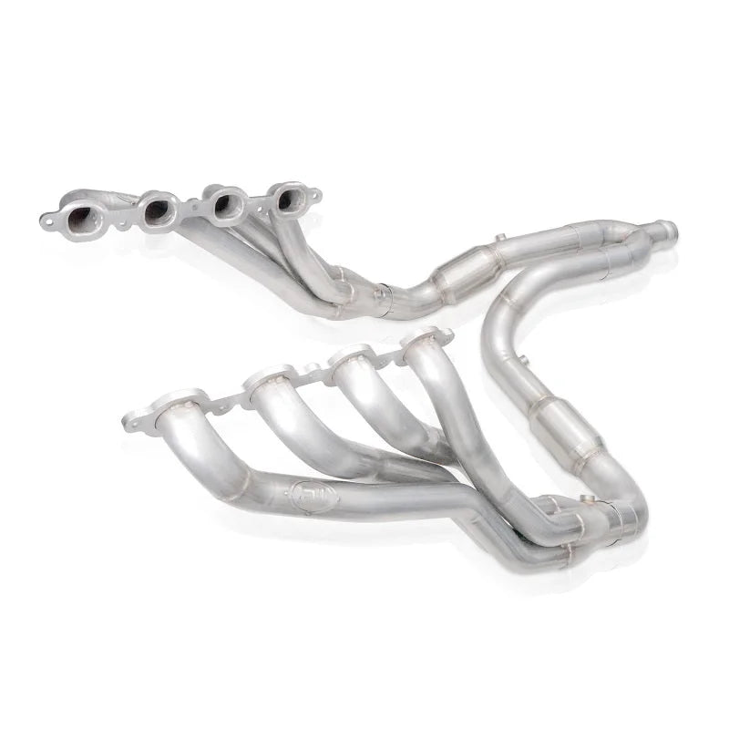 Stainless Works 15-19 Chevrolet Tahoe Headers 5.3L 1-7/8in Primaries High-Flow Cats 3in Leads Y-Pipe - Back View