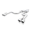 Load image into Gallery viewer, Stainless Works 15-19 Dodge Challenger 6.2L/6.4L Hemi 3in Legend Catback X-Pipe w/4in Quad Tips - Side View