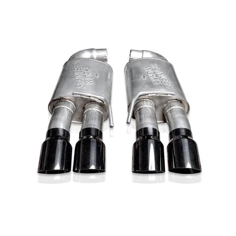 Stainless Works 18-21 Mustang GT Axleback Legend Exhaust - Black Tips - Installation View