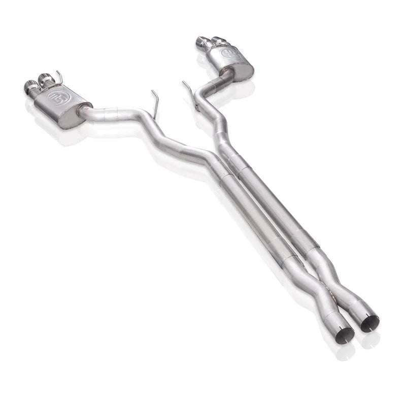 Stainless Works 18+ Ford Mustang GT Redline X-Pipe Performance Connect Cat-Back Exhaust - Side View