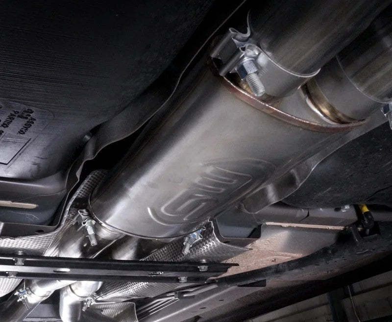 Stainless Works 2008-09 Pontiac G8 GT 3in Catback Systemt X-Pipe Turbo Chambered Muffler 3.5in Tips - Back View