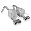 Load image into Gallery viewer, Stainless Works 2009-13 C6 Corvette Axleback 2-1/2in Dual Chambered Turbo Mufflers Quad 4in Tips - Side View