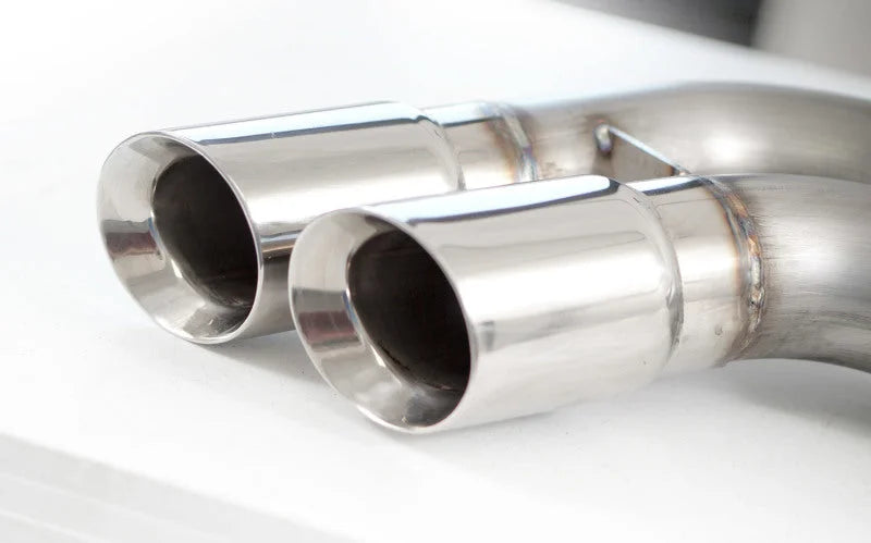 Stainless Works 2010-14 Ford Raptor Exhaust X-Pipe Turbo Resonator Front Passenger Rear Tire Exit - Installation View