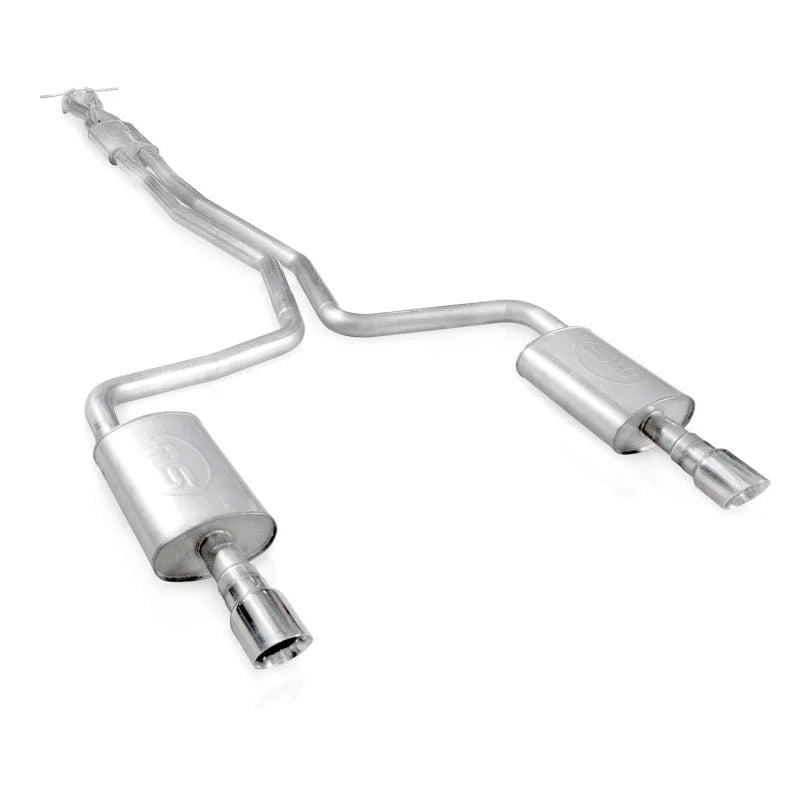 Stainless Works 2010-18 Ford Taurus SHO V6 2-1/2in Catback Chambered Mufflers X-Pipe - Side View