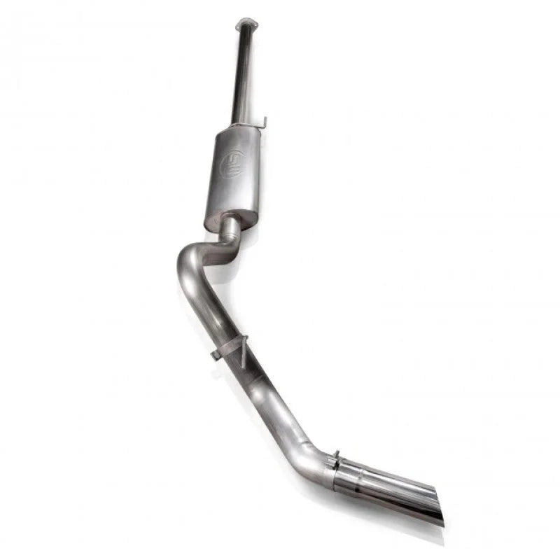 Stainless Works 2011-14 F-150 3.5L 3-1/2in Catback Chambered Muffler Factory Connection - Side View