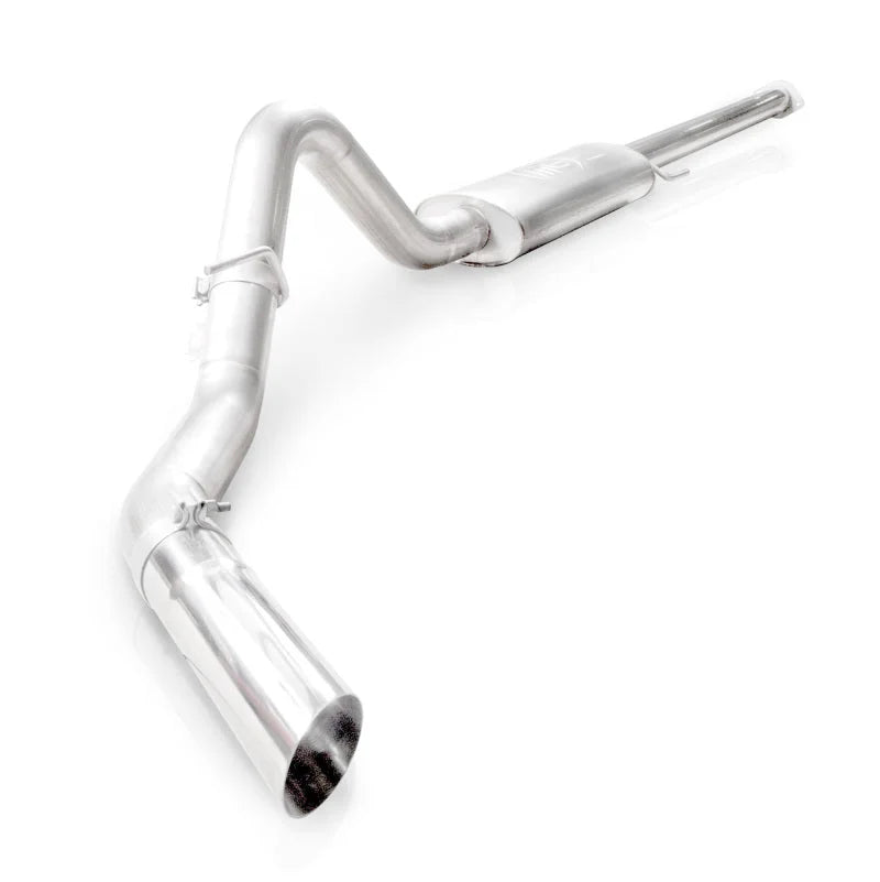 Stainless Works 2015-16 Ford F-150 2.7L/3.5L 3.5in Catback Chambered Muffler Factory Connection - Side View