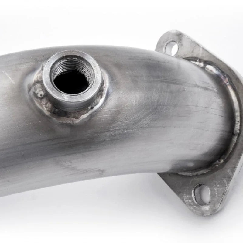 Stainless Works 2016-18 Ford Focus RS 3in High-Flow Cats Downpipe Factory Connection - Side View