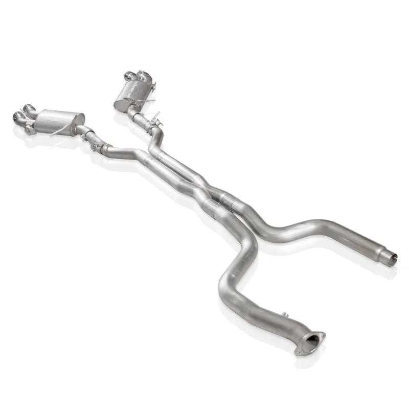 Stainless Works 2016+ Chevy Camaro SS 6.2L 3in Redline Catback w/AFM Valve NPP Valve 4in Quad Tips - Side View
