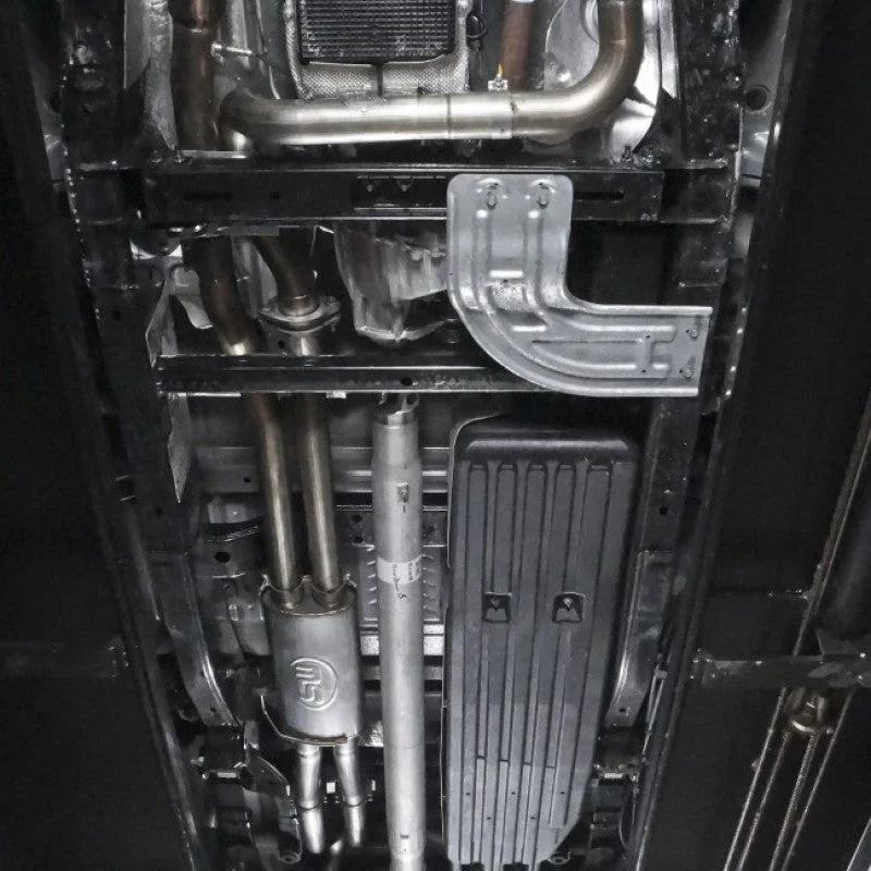 Stainless Works 2017+ Ford Raptor 3.5L 3in Catback Factory Connect Dump Exit - Back View