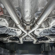 Load image into Gallery viewer, Stainless Works 2018 Jeep TrackHawk 6.2L 3in Catback System X-Pipe Turbo S-Tube Muffler Stock Exit - Installation View