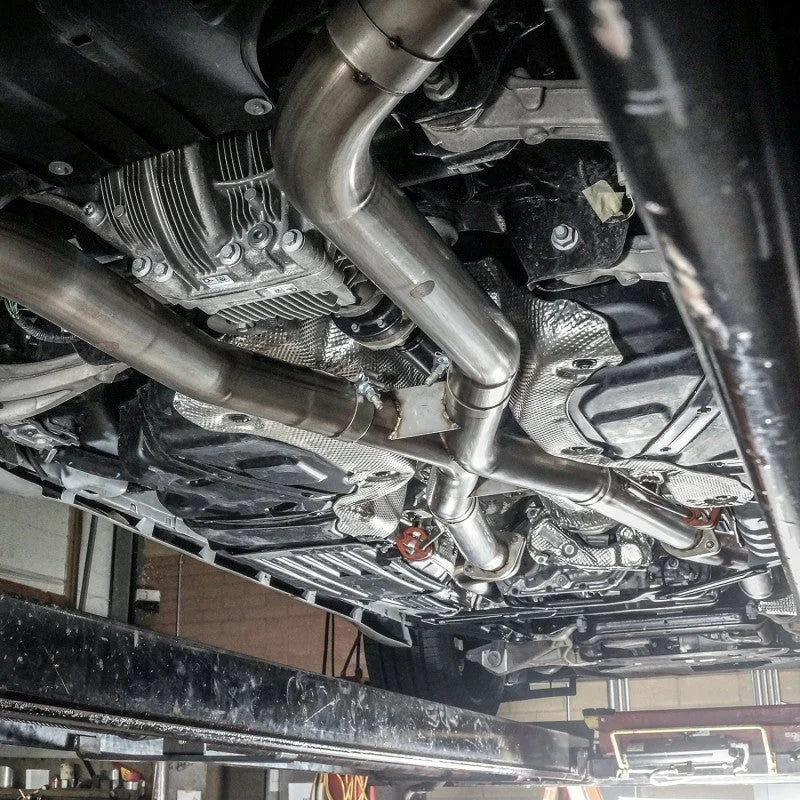 Stainless Works 2018 Jeep TrackHawk 6.2L 3in Catback System X-Pipe Turbo S-Tube Muffler Stock Exit - Additional View 5
