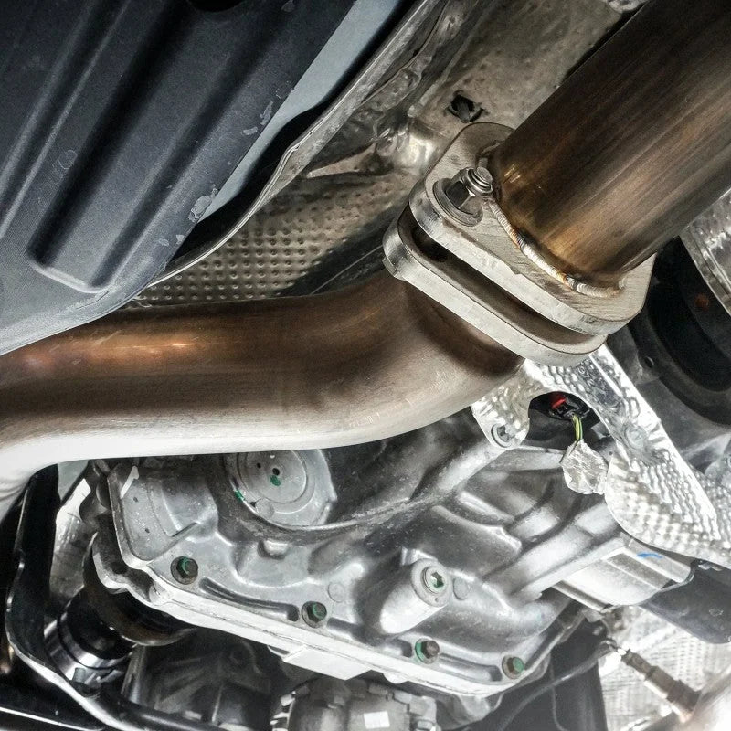 Stainless Works 2018 Jeep TrackHawk 6.2L 3in Catback System X-Pipe Turbo S-Tube Muffler Stock Exit - Additional View 7