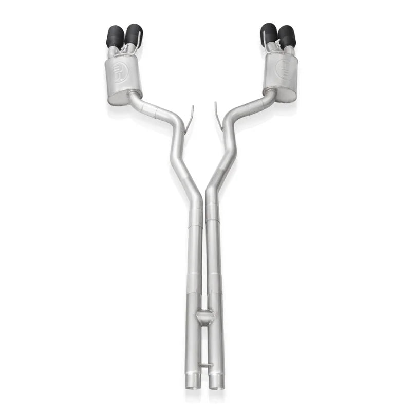 Stainless Works 2020 Ford GT500 Redline Catback H-Pipe Exhaust Factory Connect - Black Tips - Back View