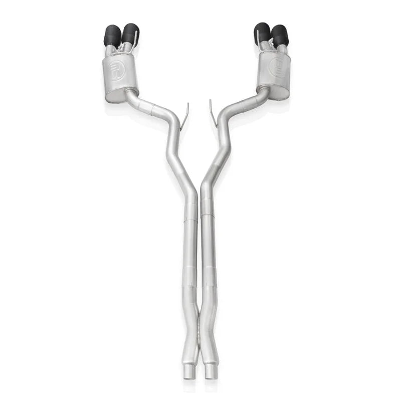 Stainless Works 2020 Ford GT500 Redline Catback X-Pipe Exhaust Factory Connect - Black Tips - Back View
