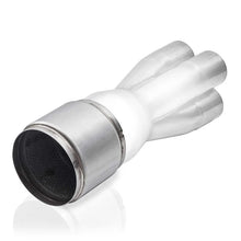 Load image into Gallery viewer, Stainless Works 4in OD 4.75in Body 5in Length Race Muffler - Back View