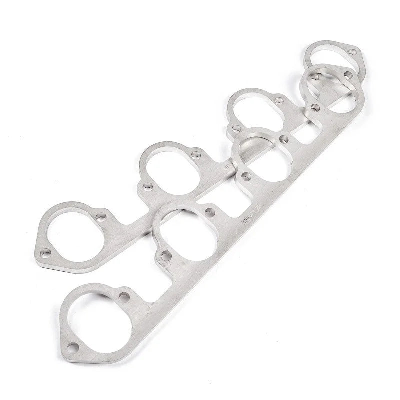 Stainless Works Big Block Ford Flat Tall Oval Port Header 304SS Exhaust Flanges 2-1/4in Primaries - Side View