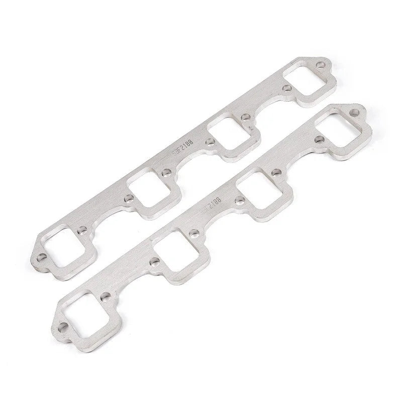 Stainless Works SBF Rectangular Shaped Port Header 304SS Exhaust Flanges 1-7/8in Primaries (2in BP) - Main Product View