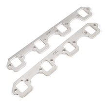 Load image into Gallery viewer, Stainless Works SBF Stock Rectangular Shaped Port 304SS Exhaust Flanges 1-3/4in Primaries (2in BP) - Side View