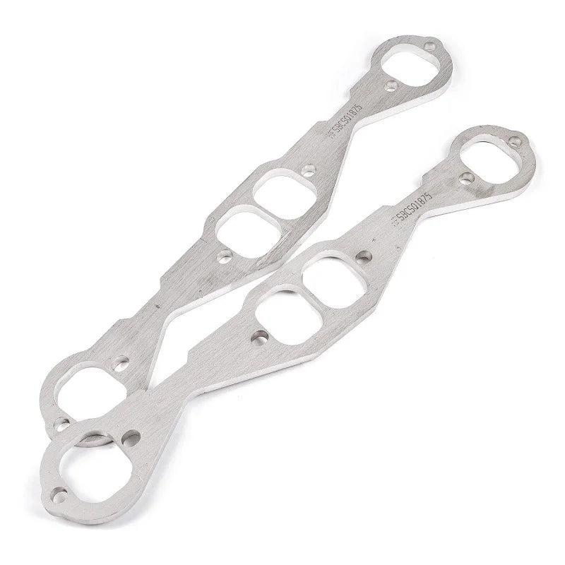 Stainless Works Small Block Chevy Squared Oval Port Header 304SS Exhaust Flanges 1-7/8in Primaries - Side View