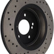 Load image into Gallery viewer, StopTech 01-07 BMW M3 (E46) / 00-04 M5 (E39) Drilled Right Rear Rotor - Side View
