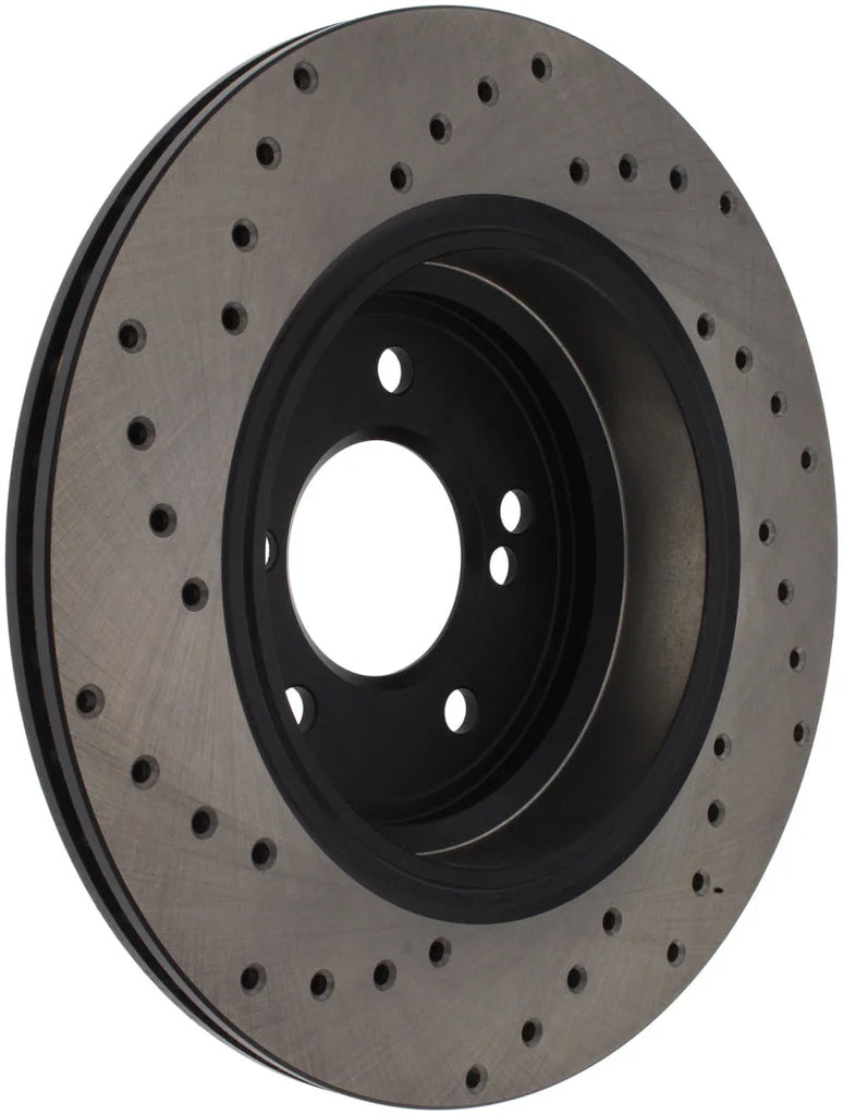StopTech 01-07 BMW M3 (E46) / 00-04 M5 (E39) Drilled Right Rear Rotor - Side View